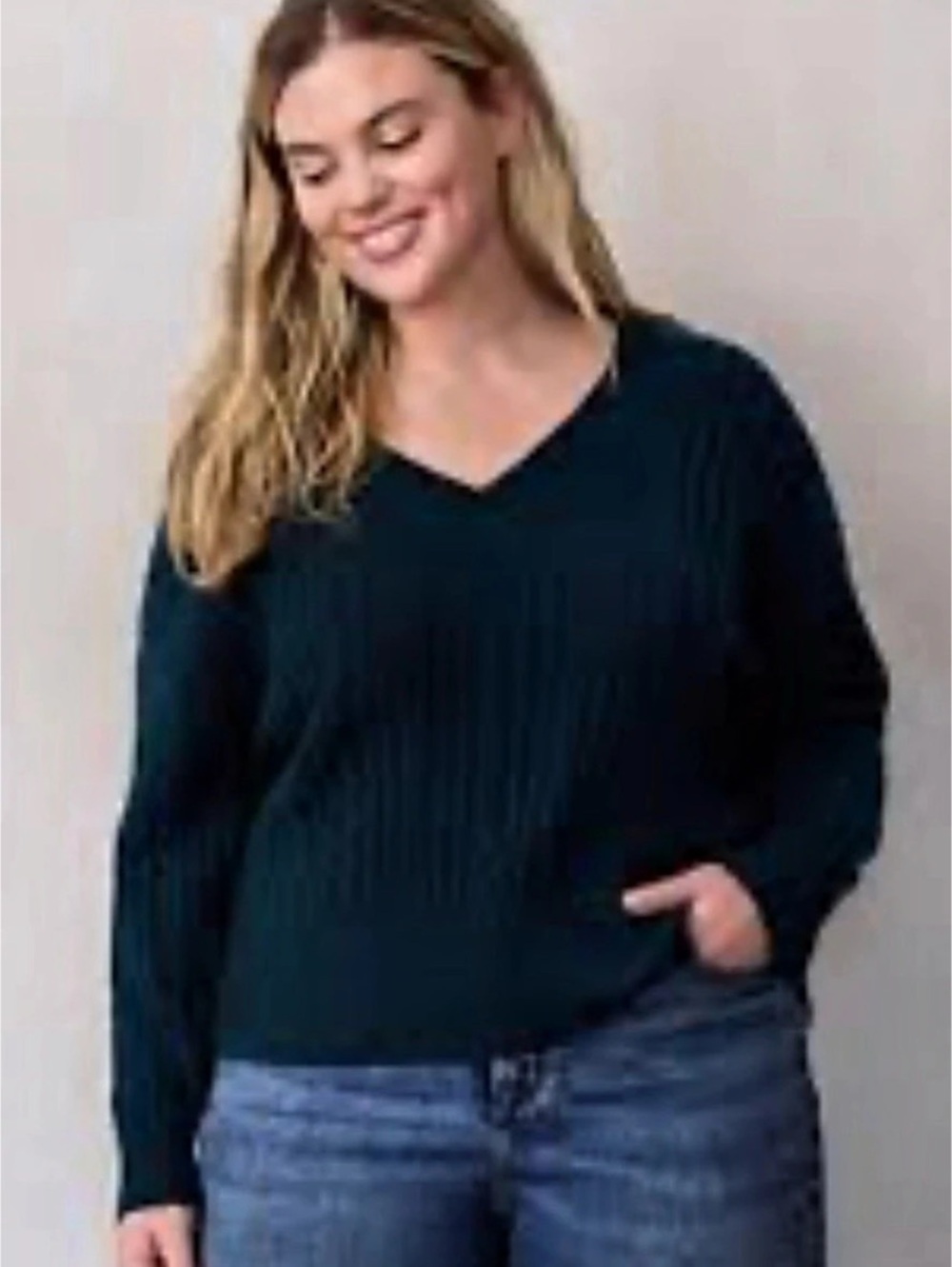 NEW…LC Lauren Conrad Cable Knit V-Neck Sweater